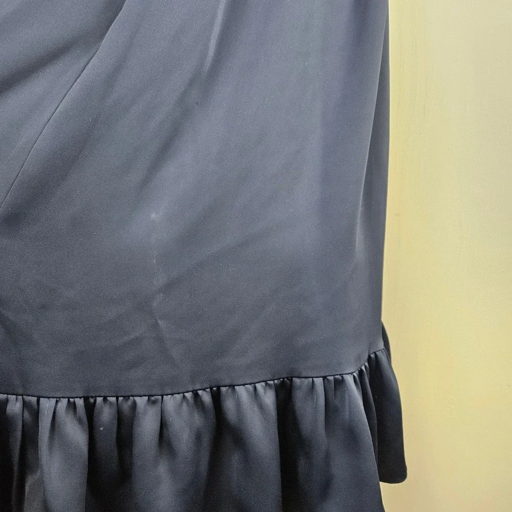 J.Crew Criss Cross Tie‎ Back Midi Dress 6 Navy Blue Ruffle Spaghetti Strap